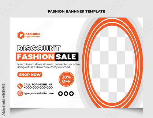 Fashion sale web banner or sales landing page template design.