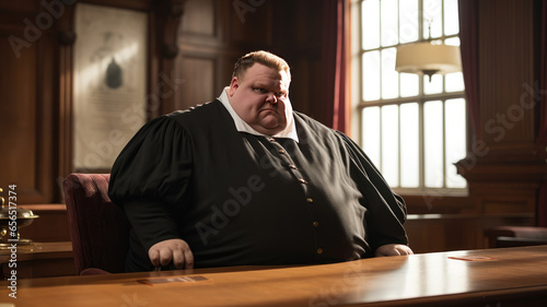 fat adult man acting as judge