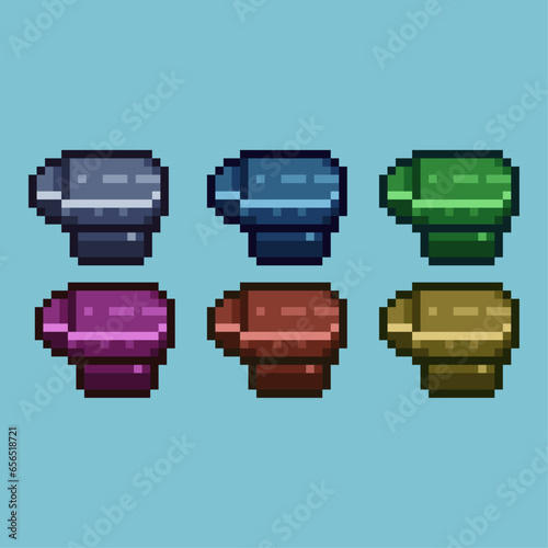 Pixel art sets of anvil blacksmith with variation color item asset. Simple bits of anvil on pixelated style. 8bits perfect for game asset or design asset element for your game design asset