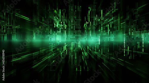 Green digital binary data on computer screen background Banner
