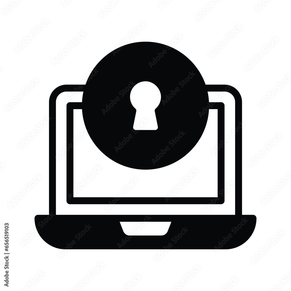 Cyber security, data protection, concept of laptop protected with lock, vector illustration Cyber security, data protection, concept of laptop protected with lock, vector illustration