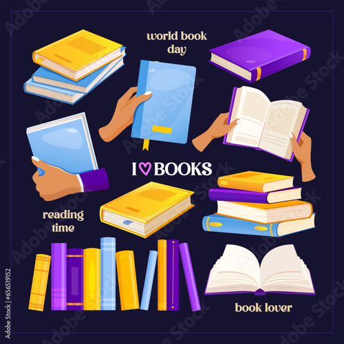 Book lovers icons collection