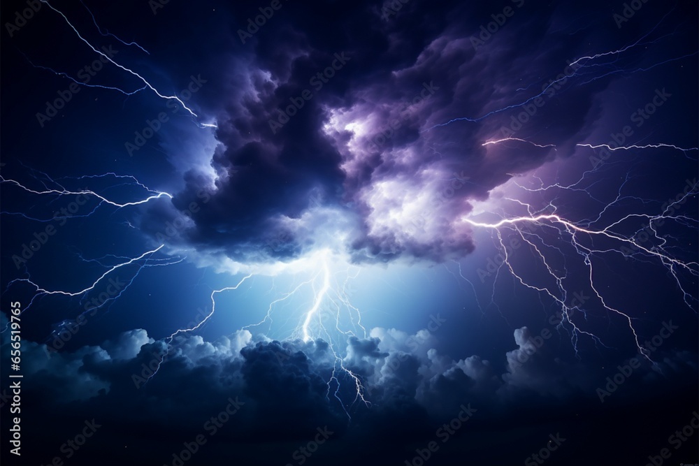 Lightnings force on full display, casting brilliant flashes across heavens