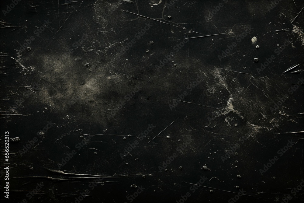Old film effect backdrop: Black grunge with textured scratches, text friendly - obrazy, fototapety, plakaty 