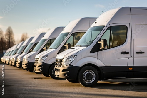 Parked delivery vans symbolize the efficiency of a transporting company © Jawed Gfx
