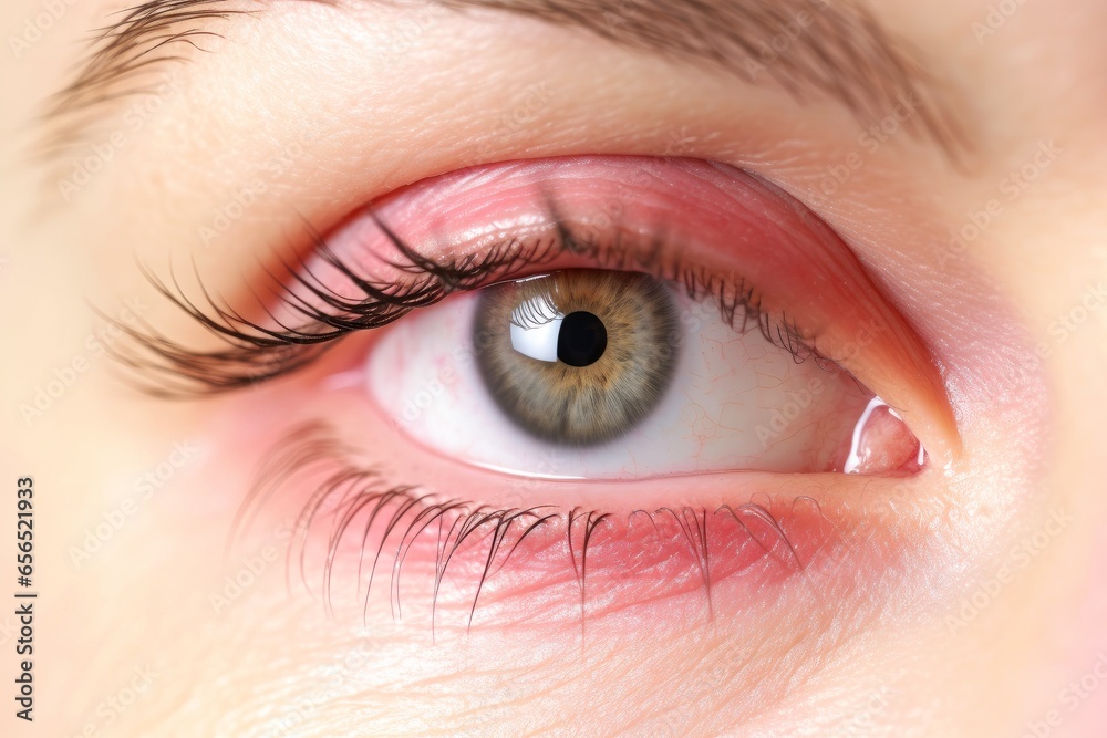 Fototapeta premium Symptoms of health issues and disease, episcleritis during eye examination, diseases symptoms concept