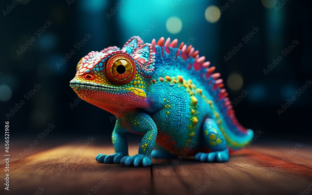 3D cute colorful baby chameleon