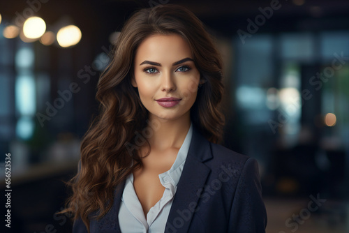 Generative AI picture portrait of amazing gorgeous office worker young woman