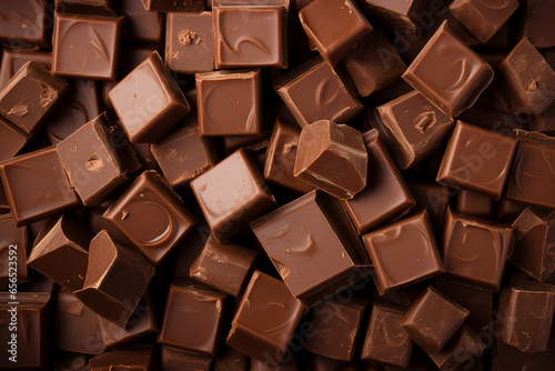 Group of milk chocolate tasty candies background created with generative AI technology