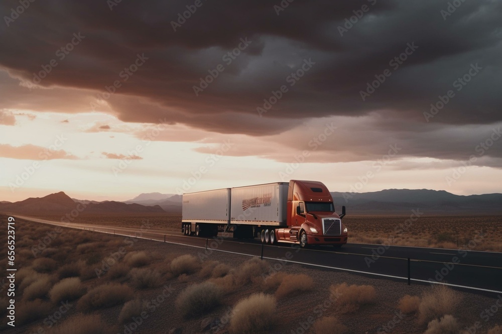 destination for long-haul trucks. pause during journey. Generative AI