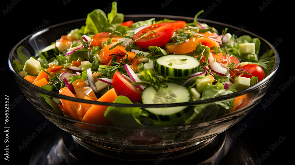 Fresh Vegetable Salad in Glass Bowl Fresh Vegetable Salad in Glass Bowl