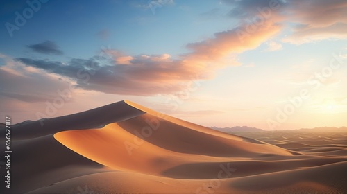 beautiful photography of a A sweeping vista of a desert landscape with sand dunes - generative AI © Nad
