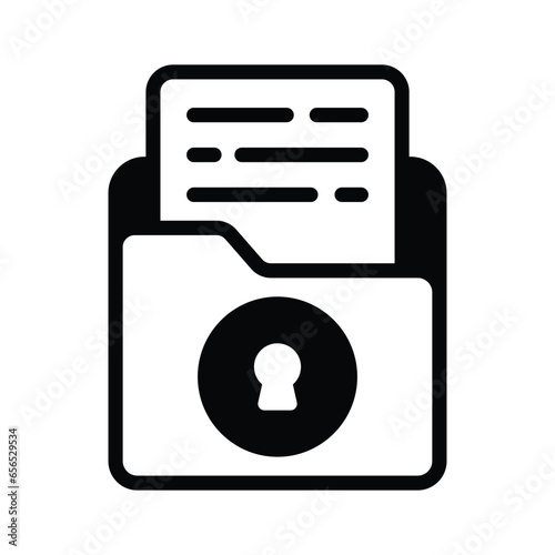 Secure confidential file folders, with paper documents security vector icon