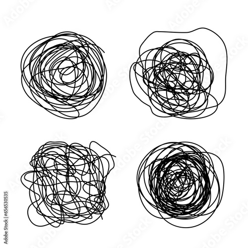 Tangled scribble logo icon sign Hand drawn ink sketch Decorative scrapbooking element Doodle abstract design style Fashion print for clothes greeting invitation card flyer banner poster cover book ad