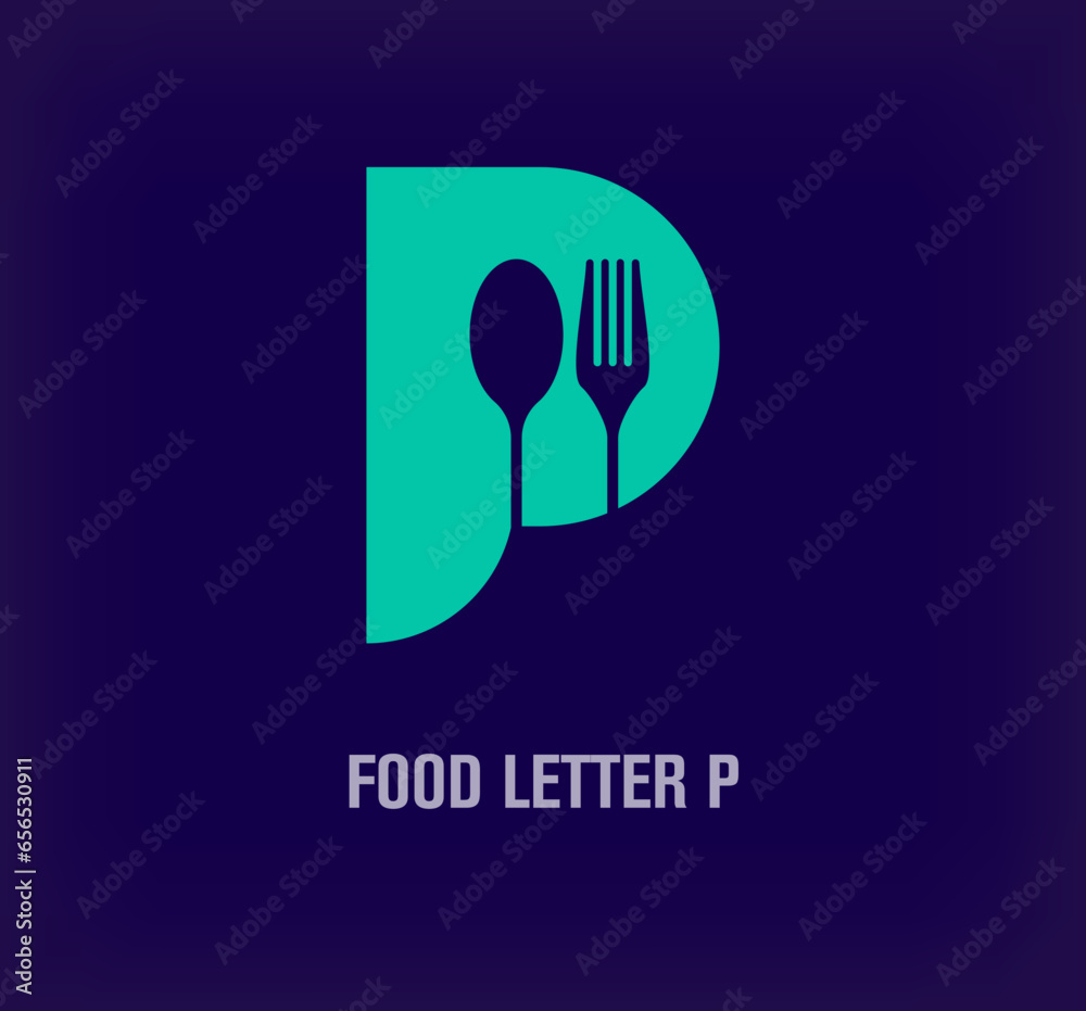 Unique p letter food company logo. Creative growth and company branding logo template. vector.