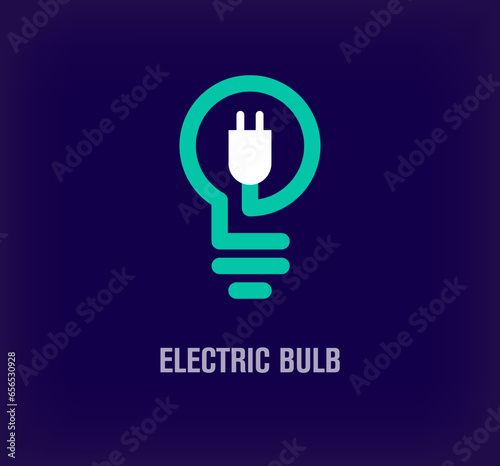 Electric plug logo inside unique lamp. Creative growth and company branding logo template. vector.
