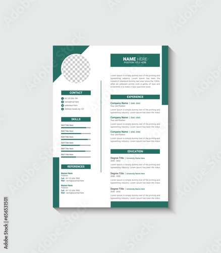 professional modern and minimal resume or cv template