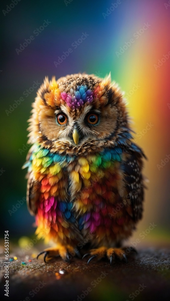 close up of a colorful owl