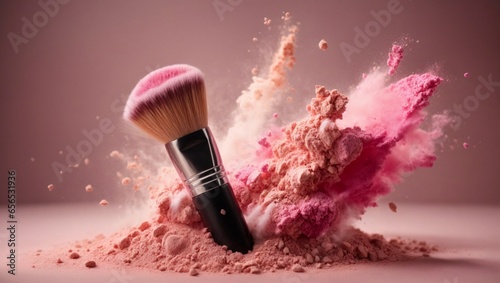 Makeup brush with powder explosion