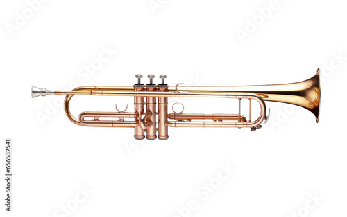 Beautiful Golden Color Trombone on White Transparent Background.