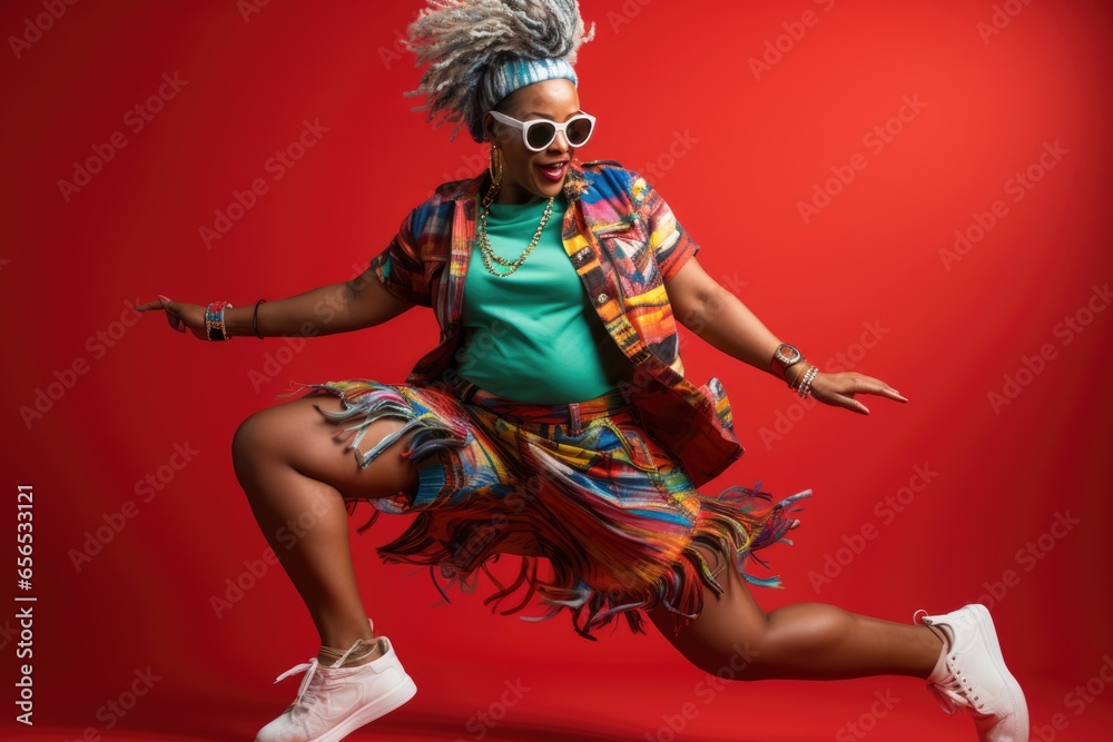 African American woman dancing, plus size body positive movement, diverse type of dancer