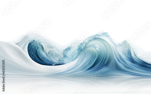 Blue Color Ocean Tidal on White Transparent Background.