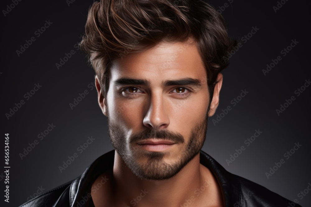 Close-up portrait of a handsome man. Studio photography