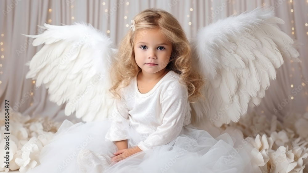 cute blonde christmas christ child girl in angel costume cute blonde christmas christ child girl in angel costume