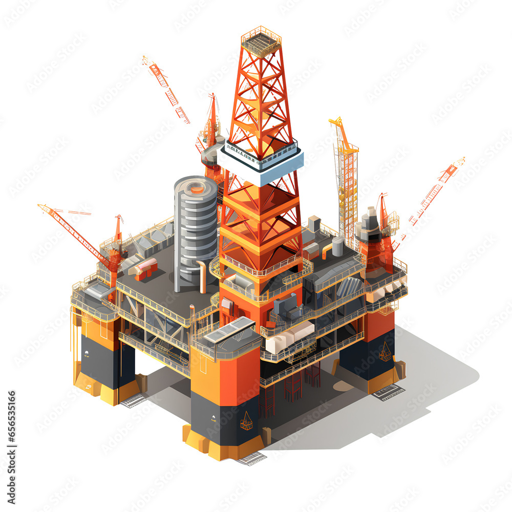 Isometric view of large oil rig on transparent background PNG Stock ...