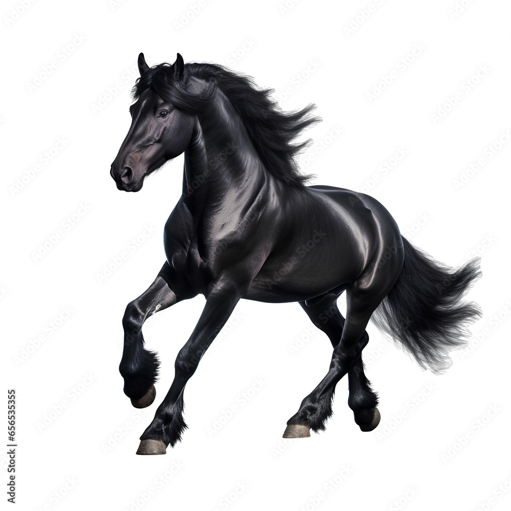 black horse on PNG transparent background