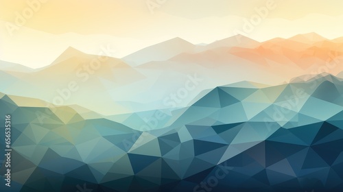 beautiful landscape sunset over the mountains  skyline colorful poster on beautiful triangular texture background