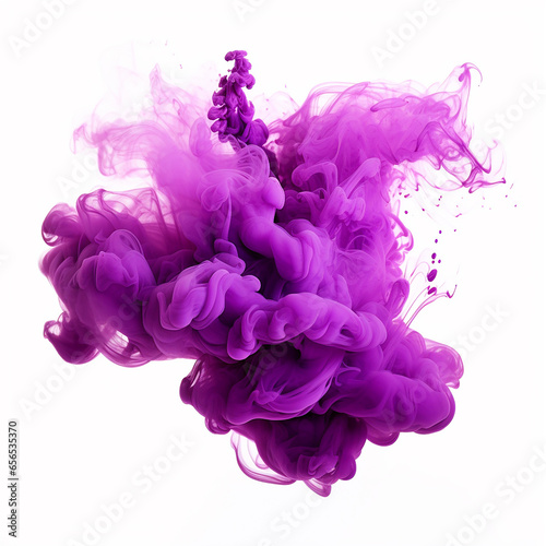 Purple smoke explosion isolated on a white background