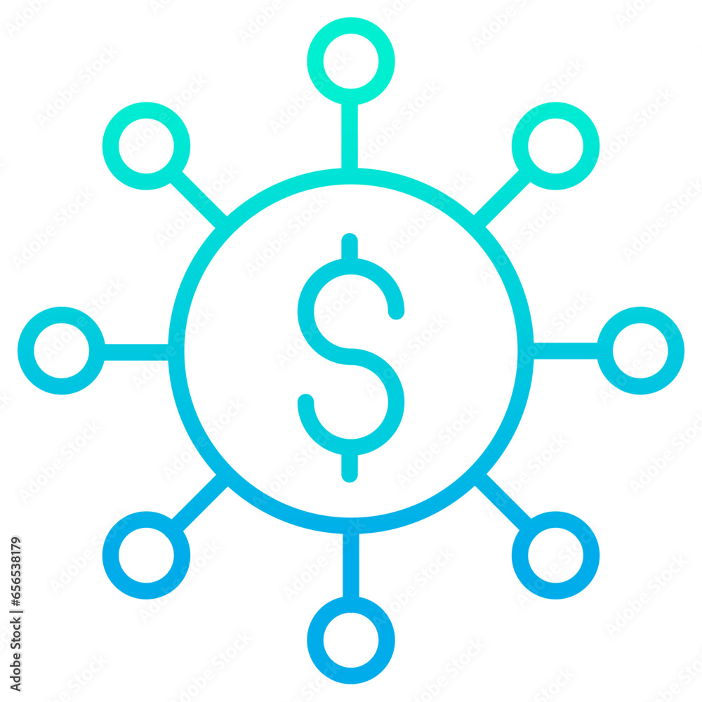 Outline gradient Crowdfunding Dollar icon Outline gradient Crowdfunding Dollar icon