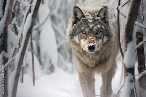 a wolf prowling carefully through snowy woods © Alfazet Chronicles