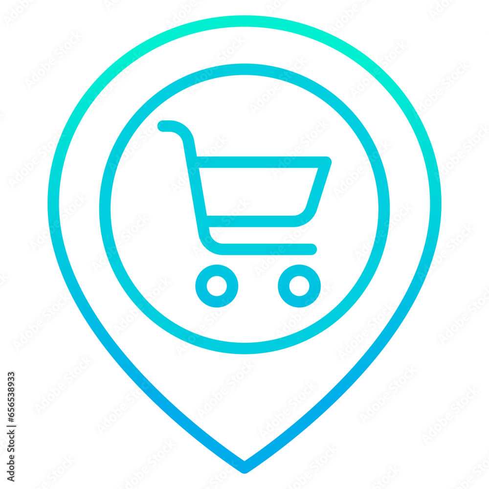 Outline gradient Location Map Cart icon Outline gradient Location Map Cart icon