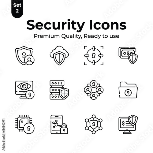 Get your hold on this carefully crafted security and protection icons set, trendy and unique vectors