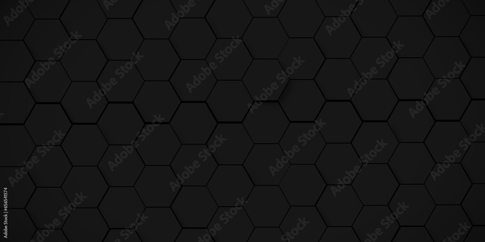 Abstract background with hexagon and Balck Hexagonal Background. Luxury black Pattern. Vector Illustration. 3D Futuristic abstract honeycomb mosaic black background. geometric mesh cell texture. Abstract background with hexagon and Balck Hexagonal Background. Luxury black Pattern. Vector Illustration. 3D Futuristic abstract honeycomb mosaic black background. geometric mesh cell texture.