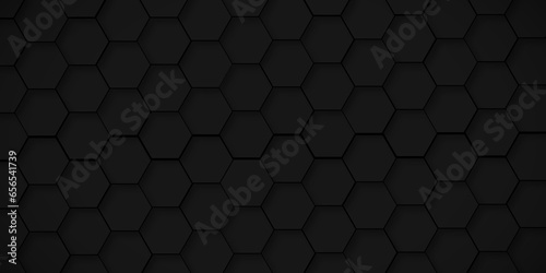 Abstract background with hexagon and Balck Hexagonal Background. Luxury black Pattern. Vector Illustration. 3D Futuristic abstract honeycomb mosaic black background. geometric mesh cell texture.