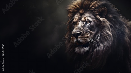 un lion en noir et blanc, généré par IA