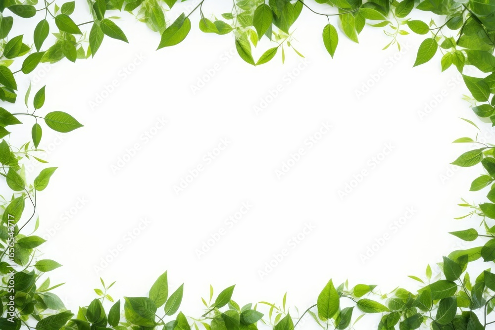 green leaves frame, Generative AI green leaves frame, Generative AI