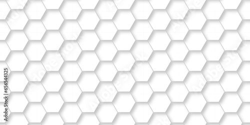 Fototapeta Naklejka Na Ścianę i Meble -  	
Abstract background with hexagon and white Hexagonal Background. Luxury White Pattern. Vector Illustration. 3D Futuristic abstract honeycomb mosaic white background. geometric mesh cell texture.