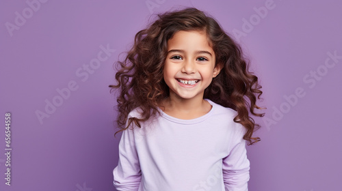 Happy girl kid isolated on studio background