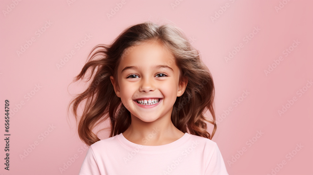 Happy girl kid isolated on studio background Happy girl kid isolated on studio background