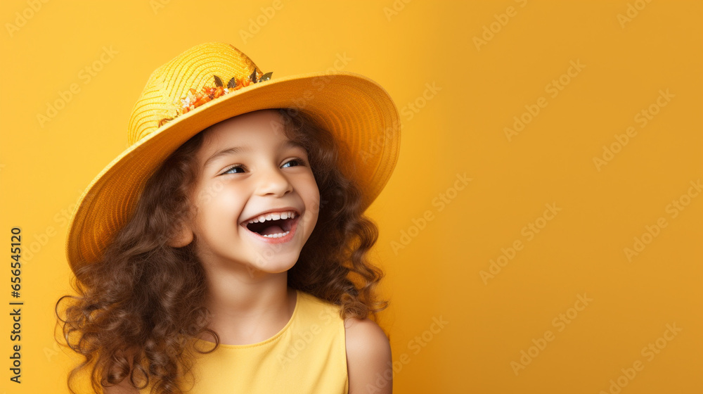 Happy girl kid isolated on studio background