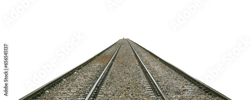 Cutout of an isolated old railway track with the transparent png 