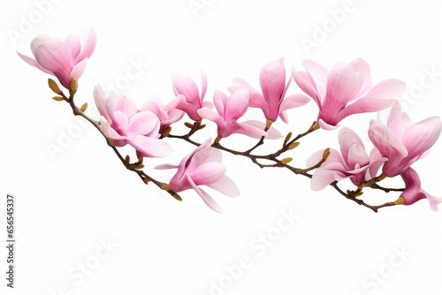pink magnolia on white background  Generative AI