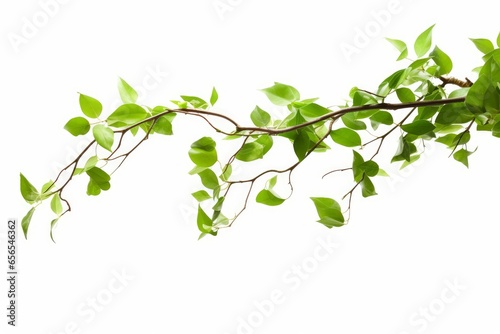 green tree branch on white background, Generative AI