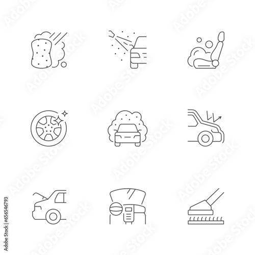 Set line icons of car detailing