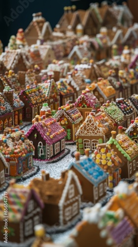 Traditional Christmas village made of gingerbread houses. Merry Christmas and happy new year concept. Food for the celebration.  © Ilia