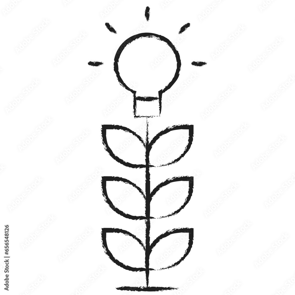 Hand drawn Grow plant Idea icon Hand drawn Grow plant Idea icon